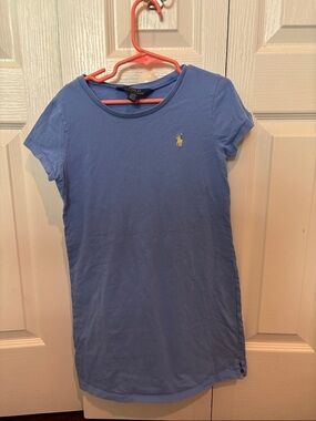 Polo by Ralph Lauren Light Blue Girls Tee Dress with Gold Pony